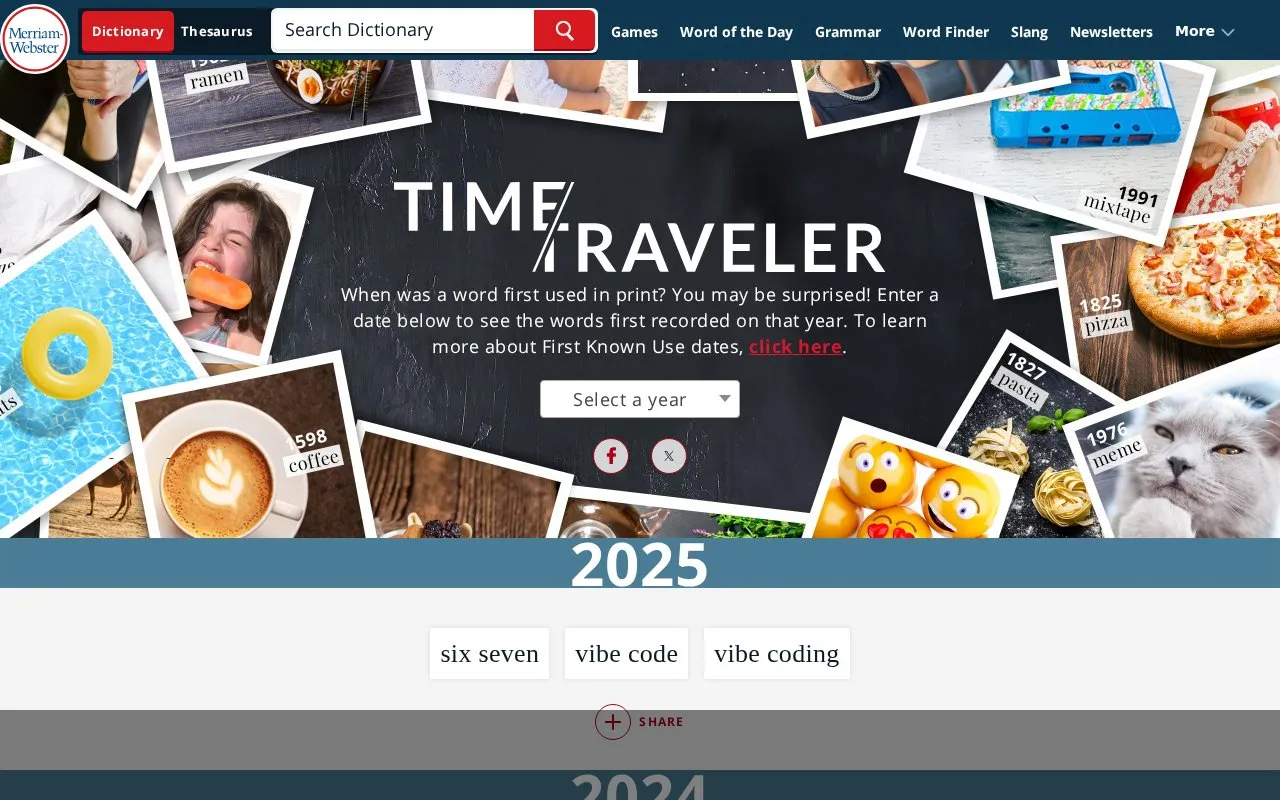 Time Traveler homepage screenshot