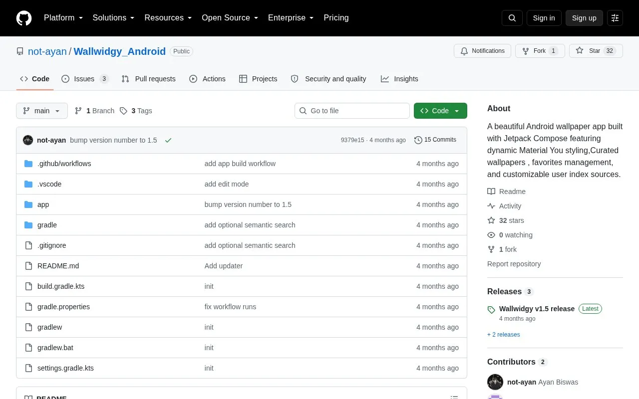 App homepage screenshot