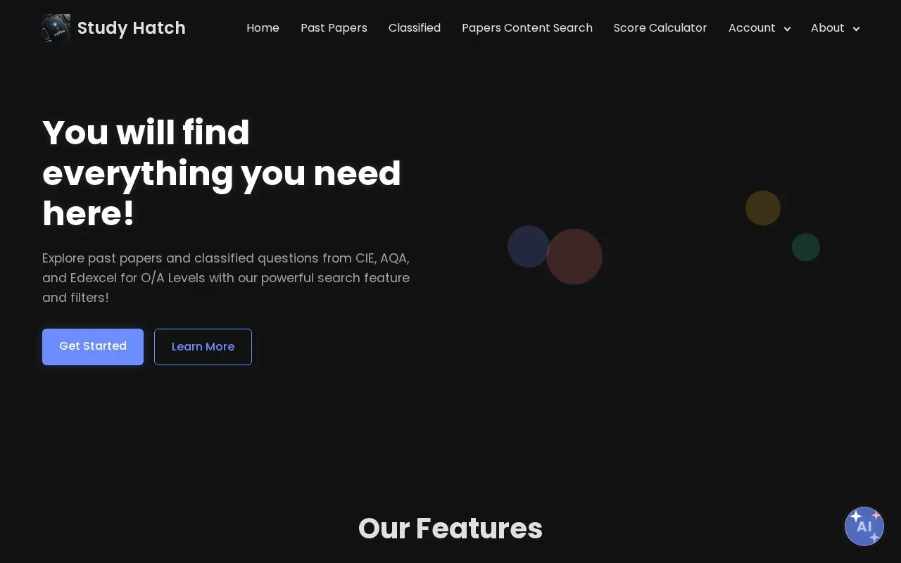 Study Hatch homepage screenshot