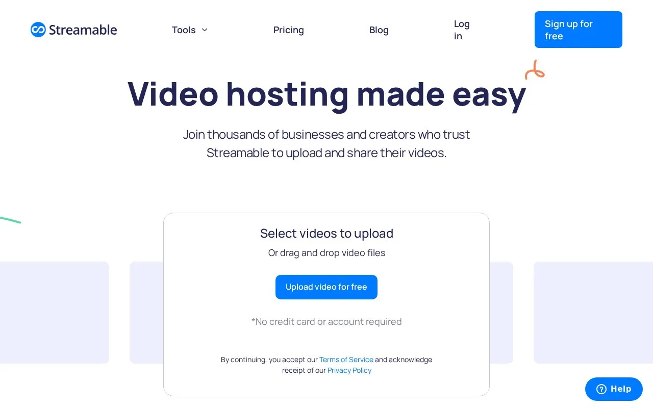 Streamable homepage screenshot