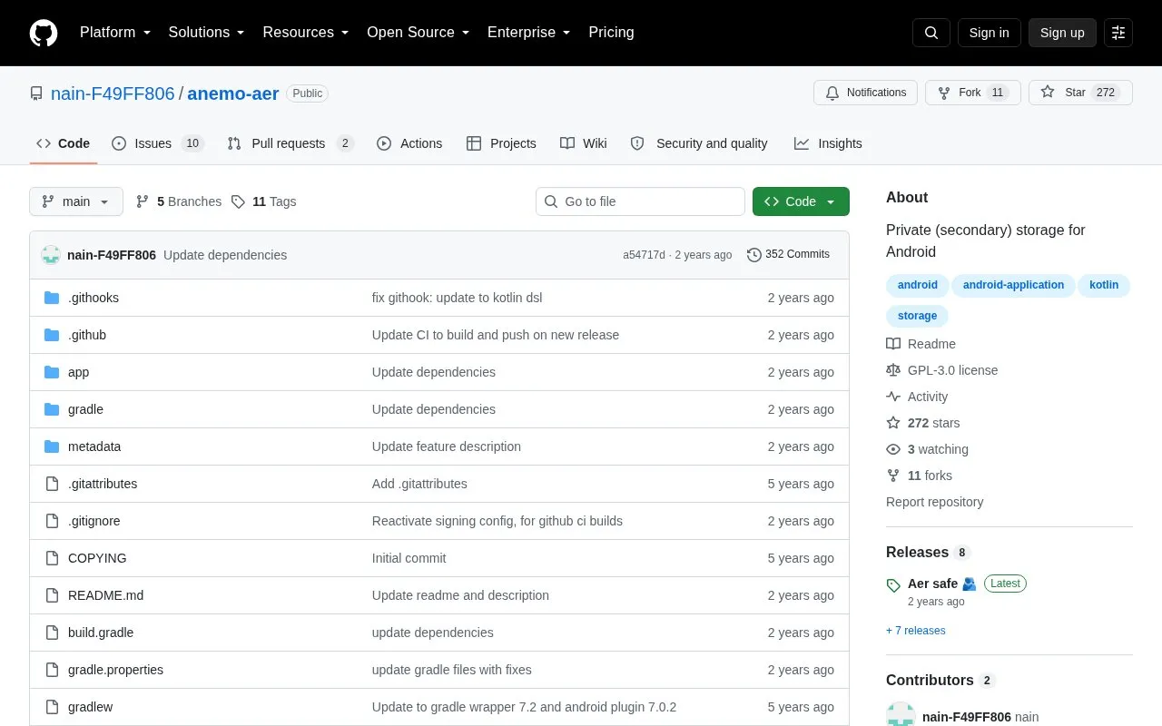 Aer homepage screenshot