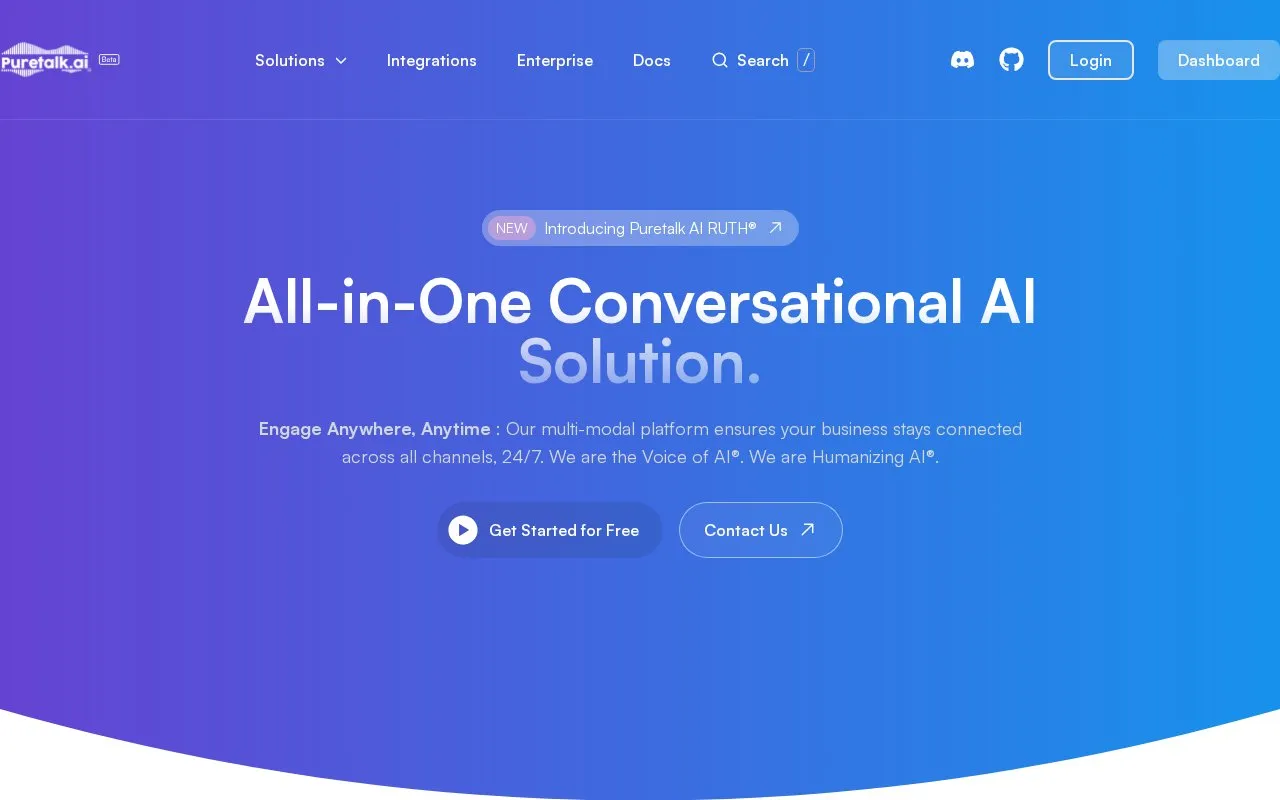 Puretalk AI homepage screenshot