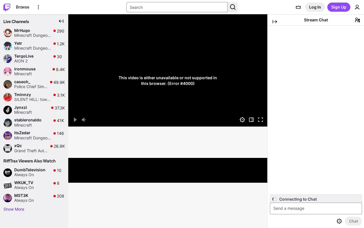 RiffTrax Twitch homepage screenshot