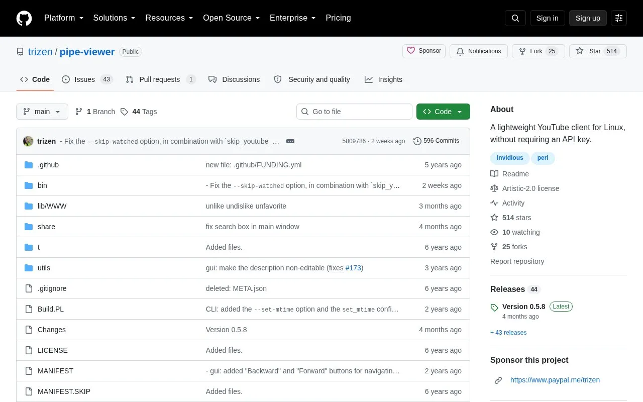 Pipe Viewer homepage screenshot
