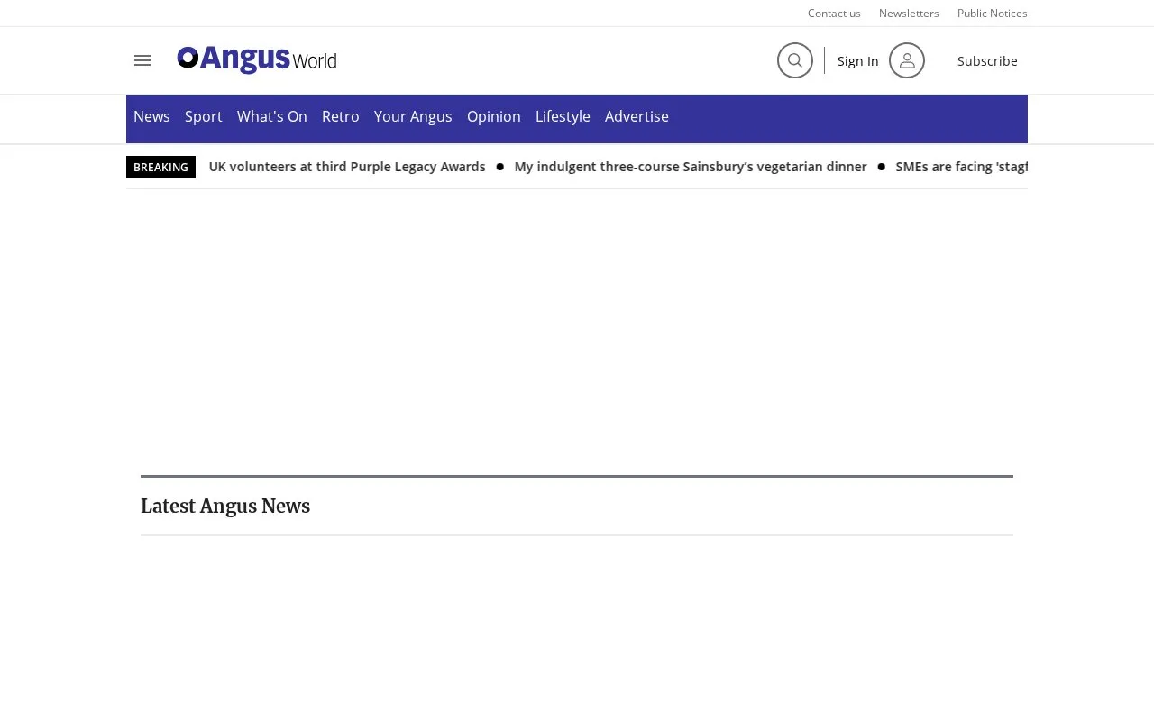 Angus County Press homepage screenshot