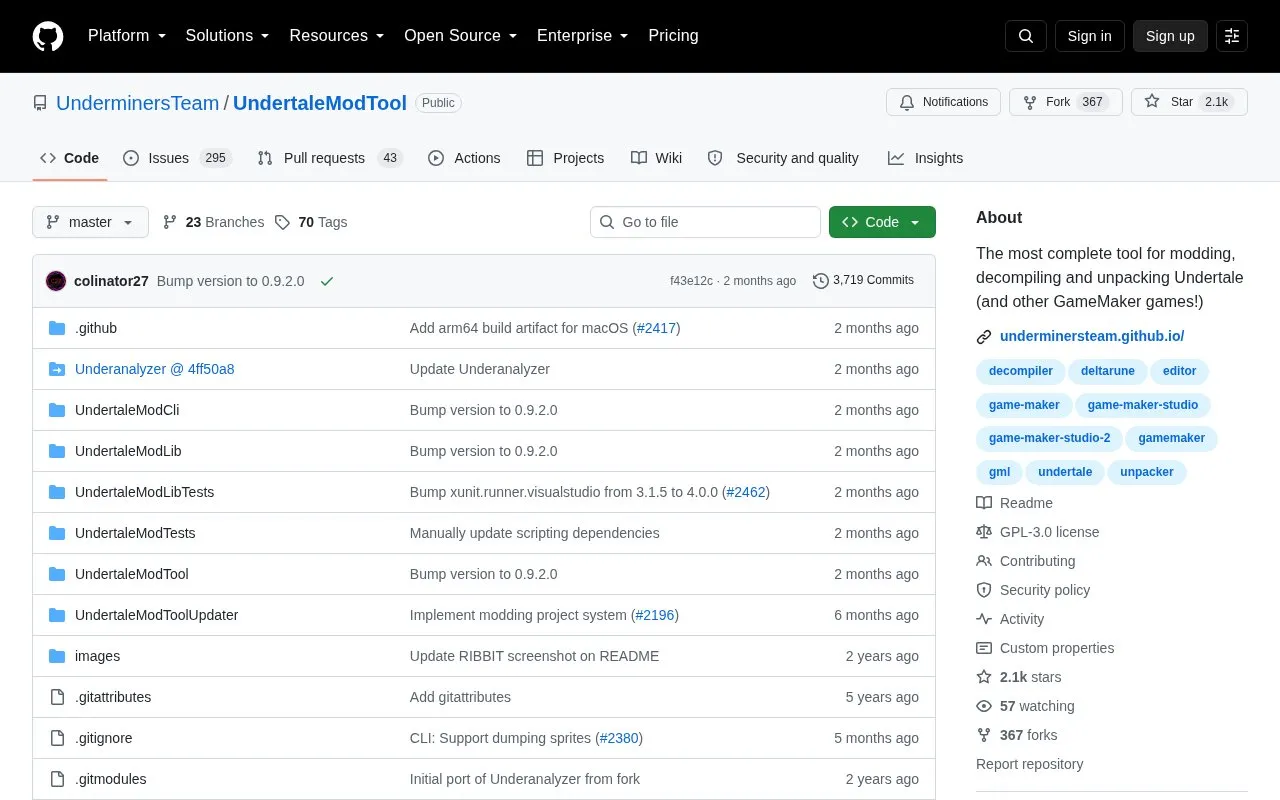 UndertaleModTool homepage screenshot