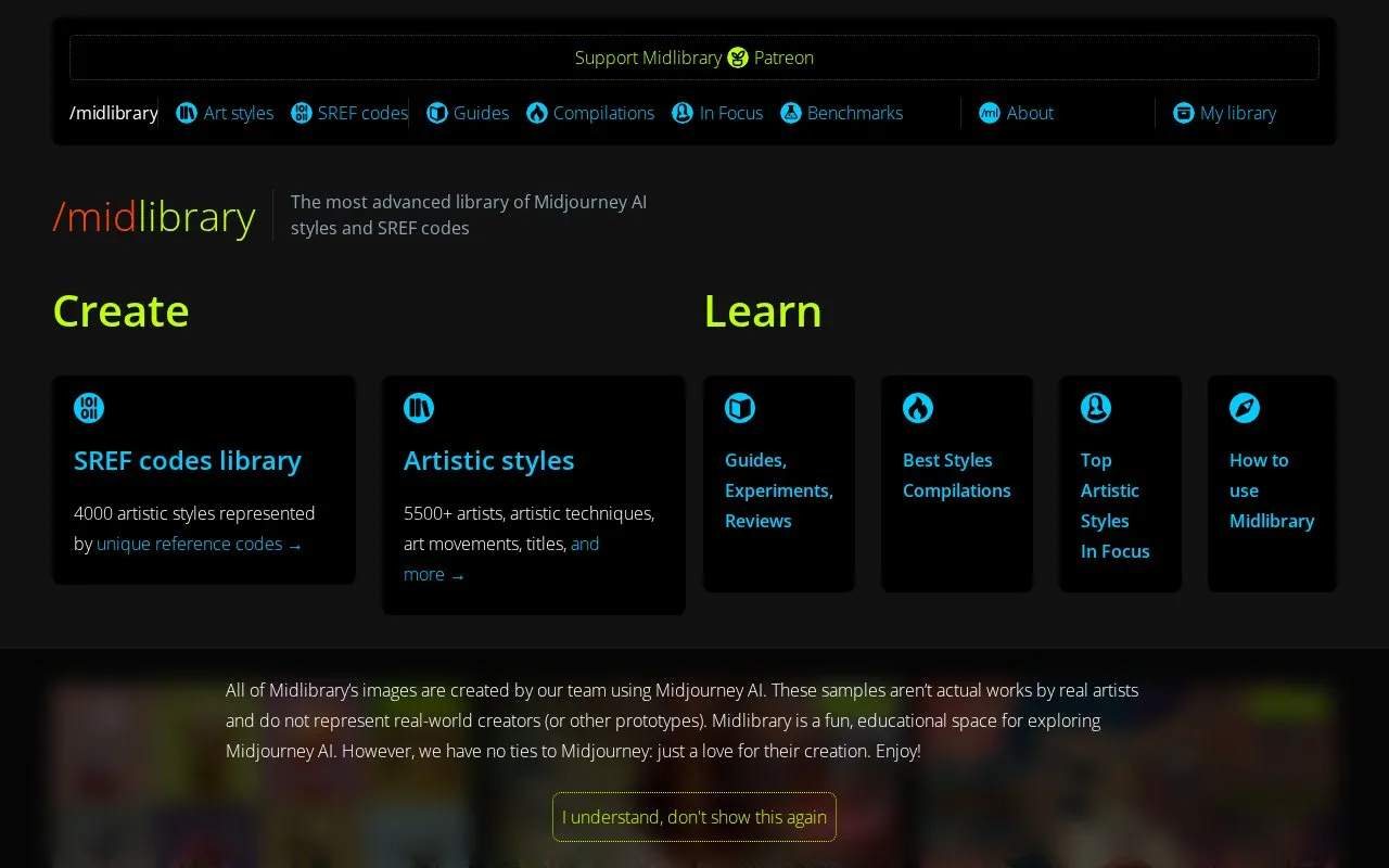 Midlibrary homepage screenshot