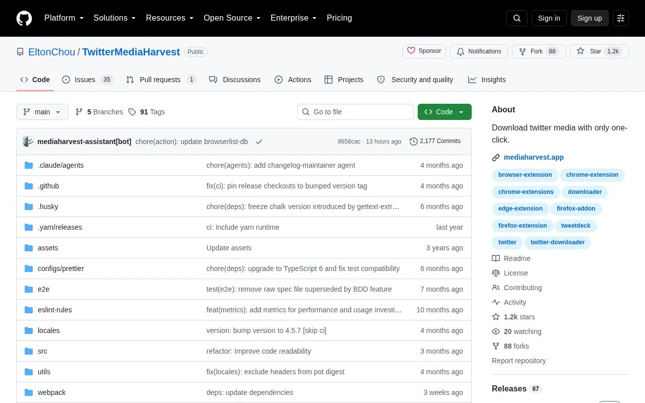 TwitterMediaHarvest homepage screenshot