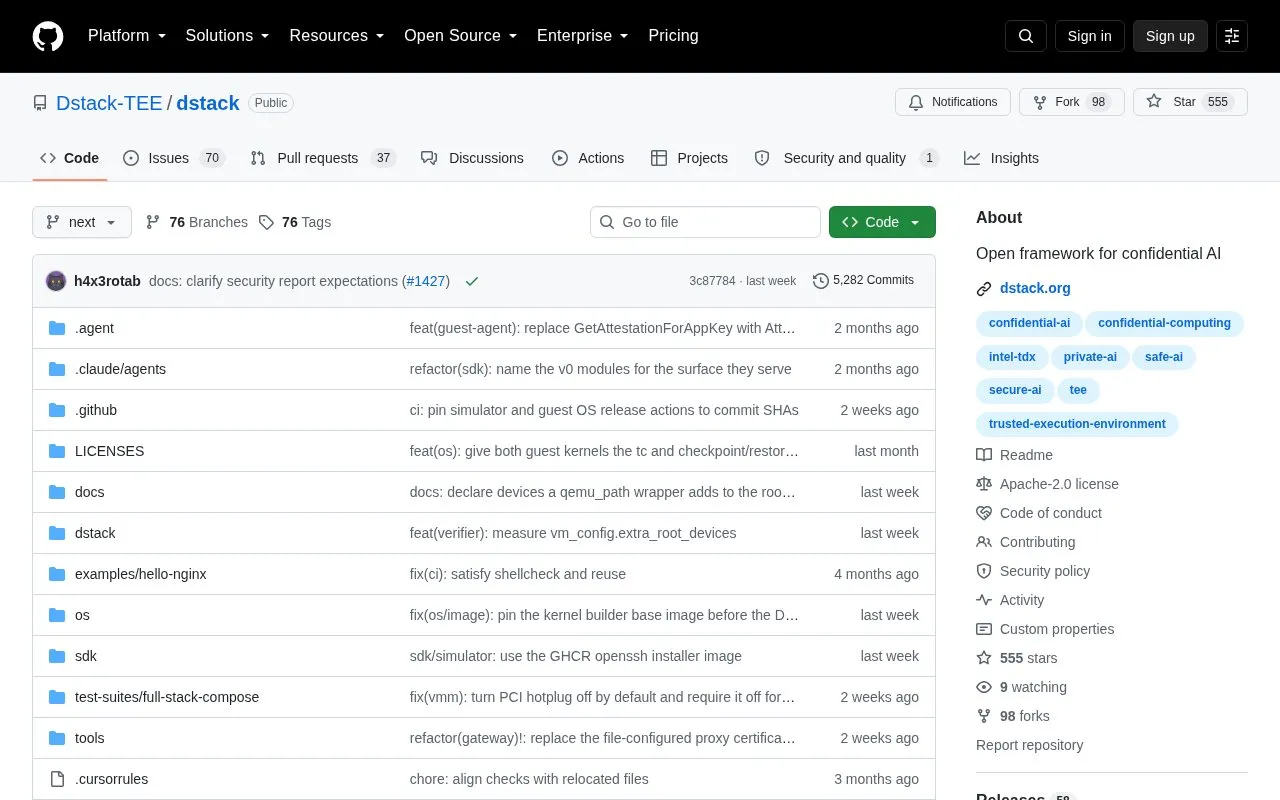 dstack homepage screenshot