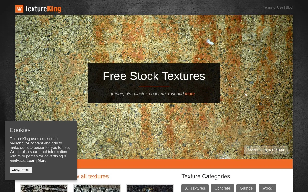 Textureking homepage screenshot