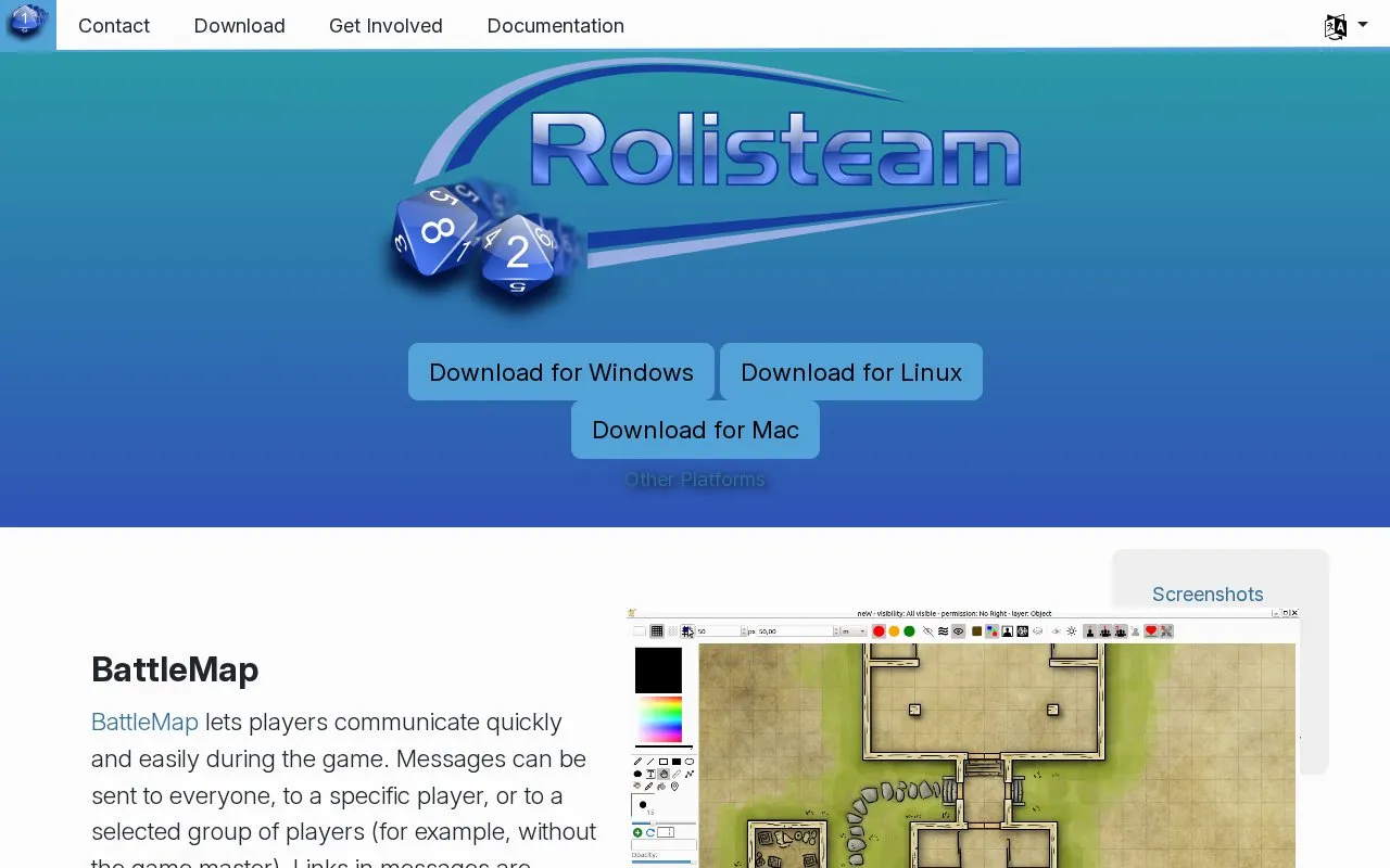 Rolisteam homepage screenshot