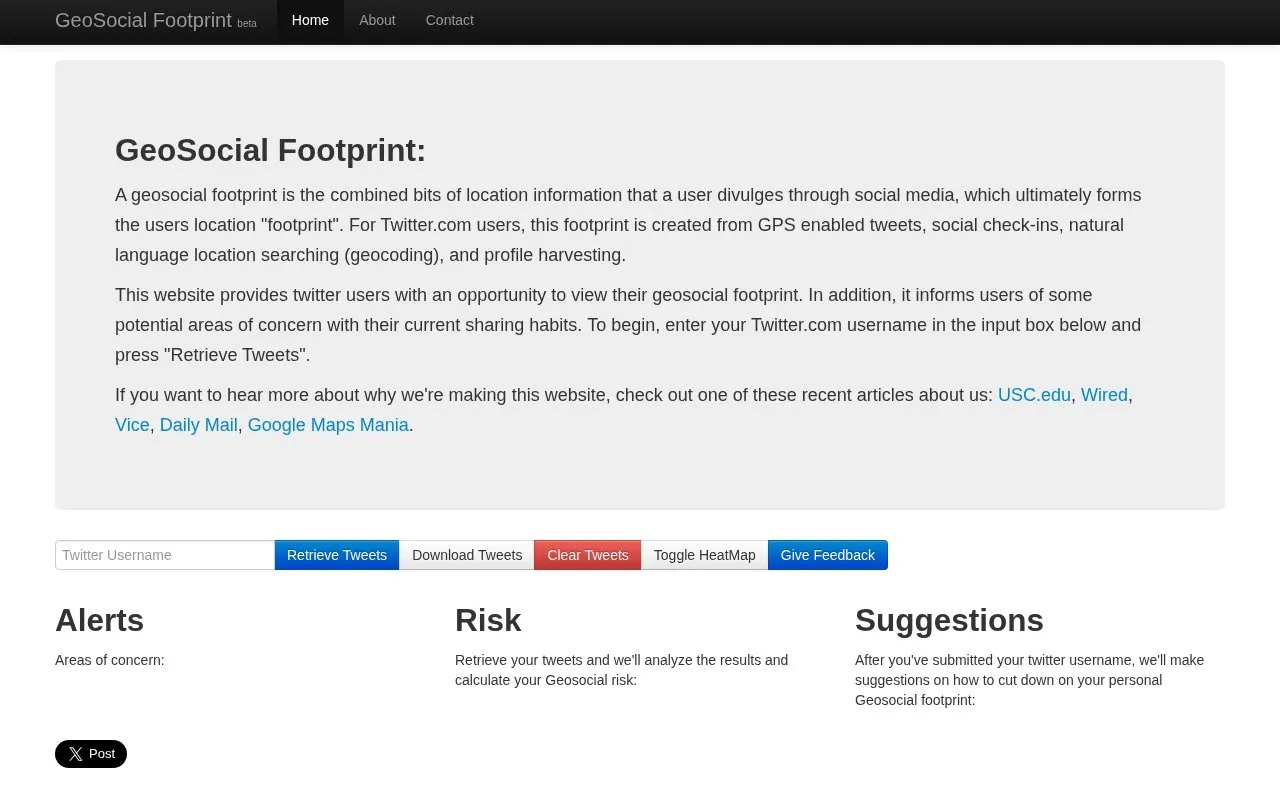 geosocial footprint homepage screenshot