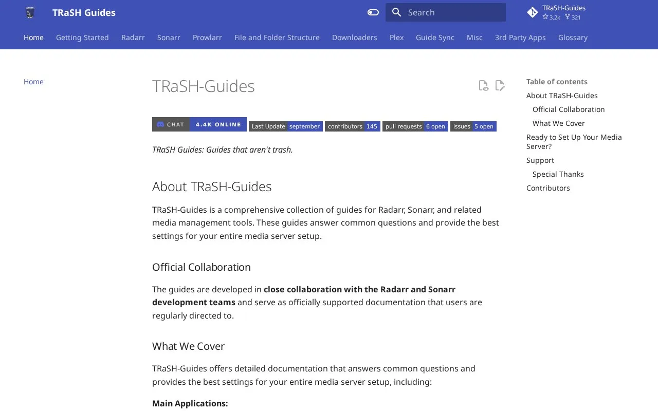 TRaSH Guides homepage screenshot