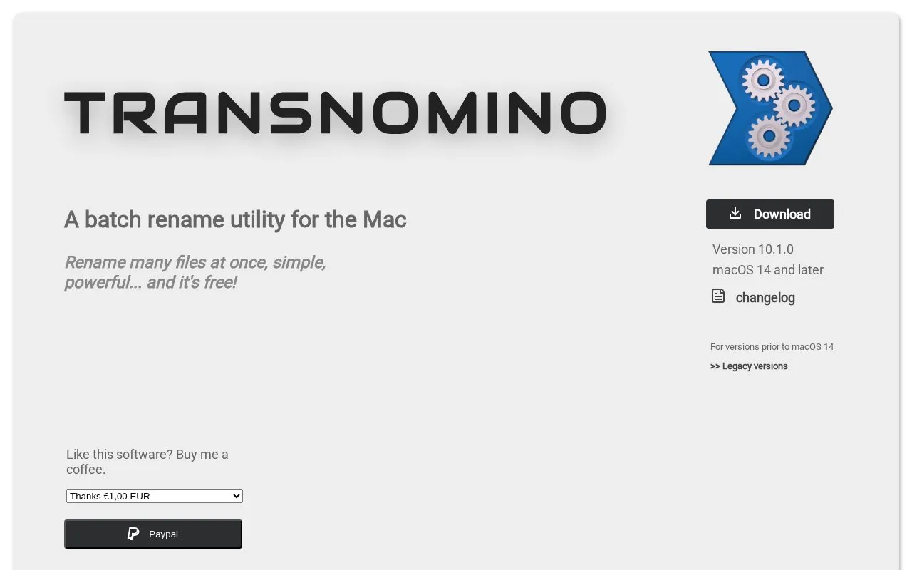 Transnomino homepage screenshot