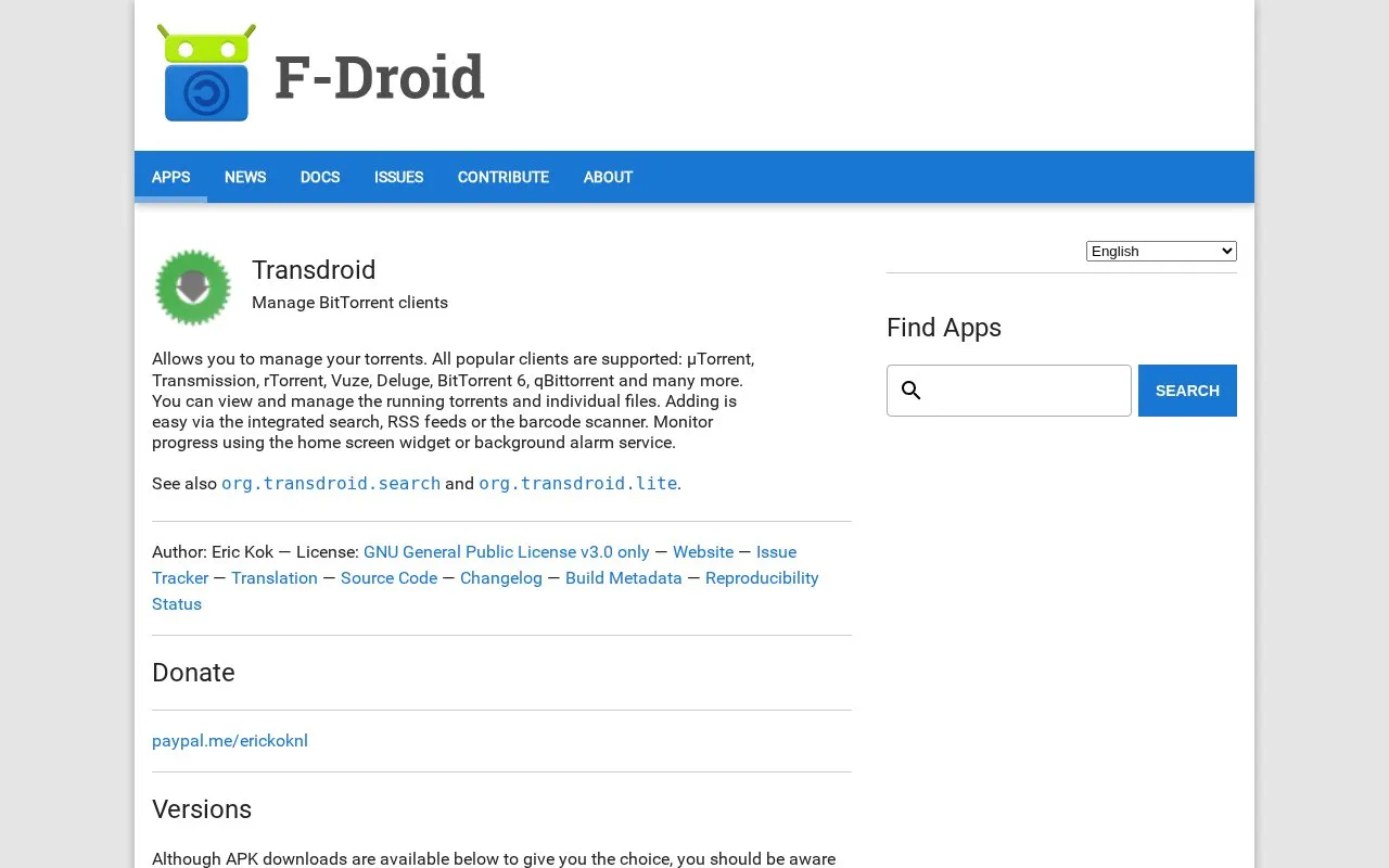 F-Droid homepage screenshot