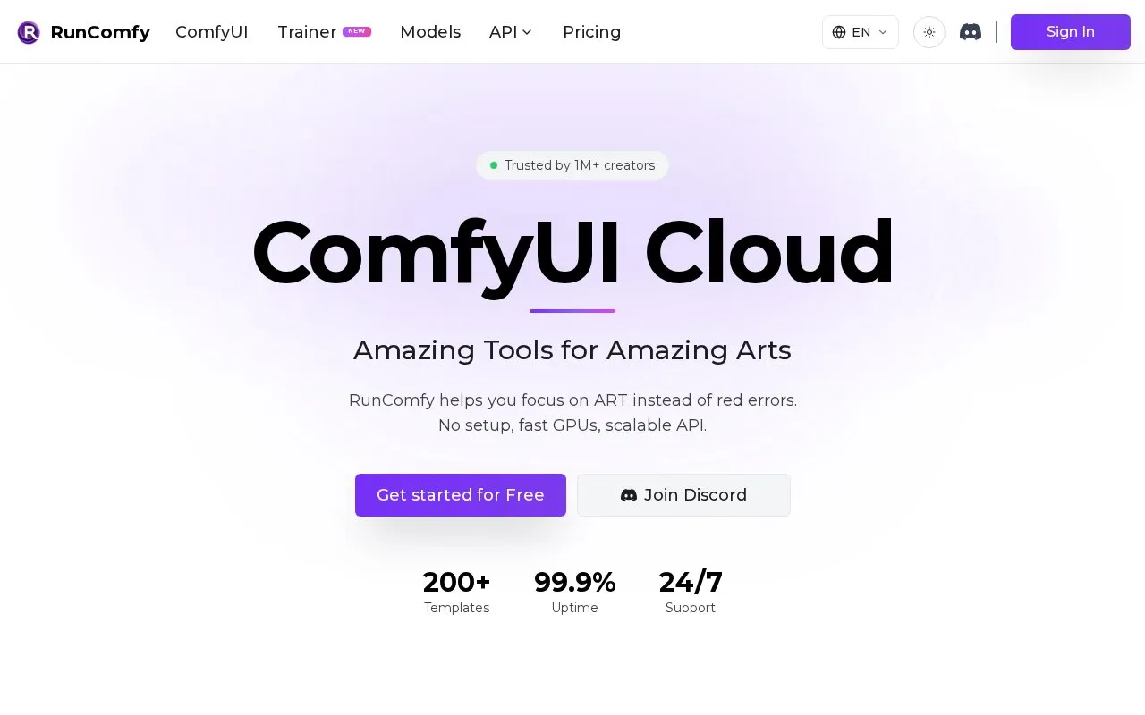RunComfy homepage screenshot