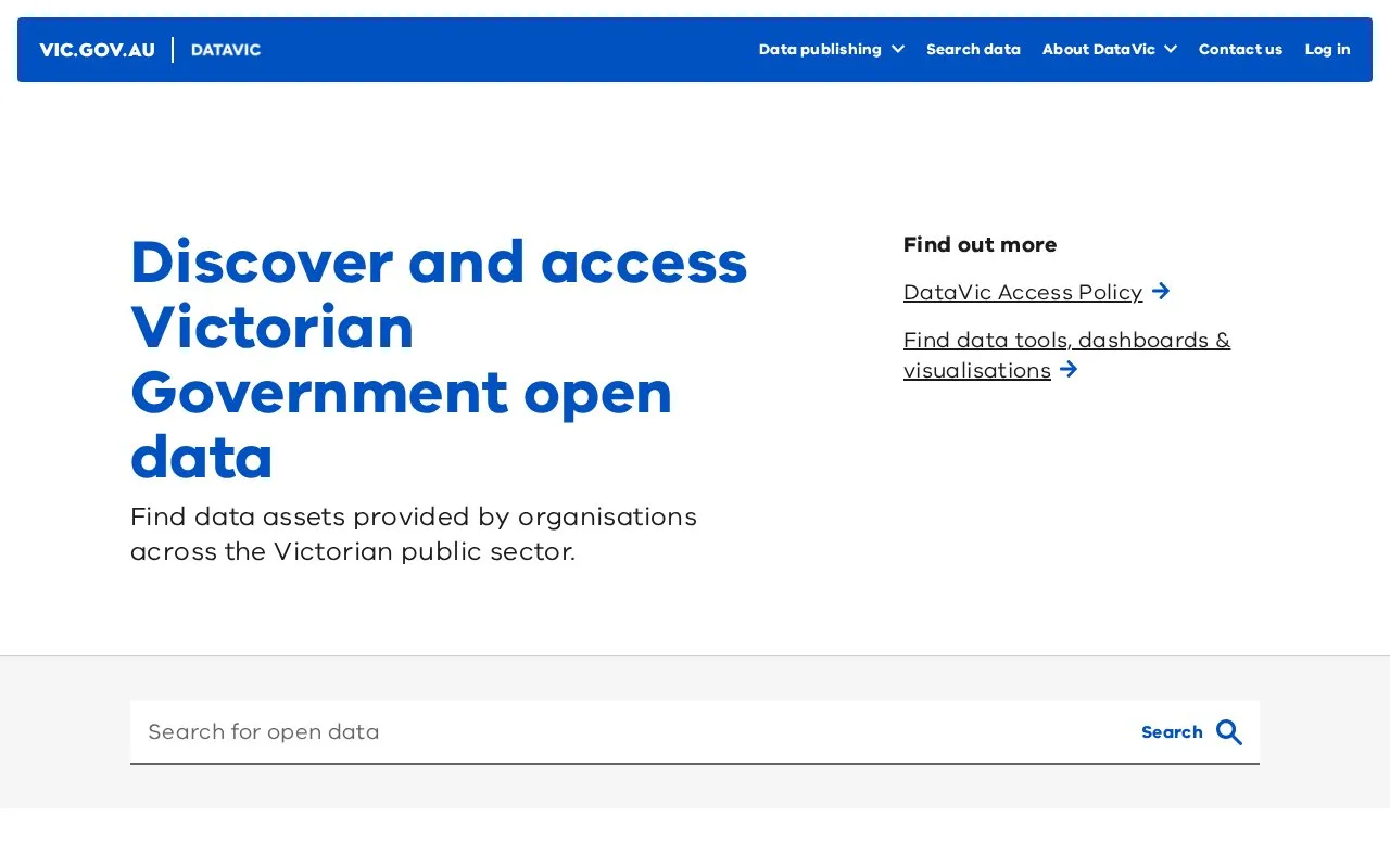 Data VIC homepage screenshot