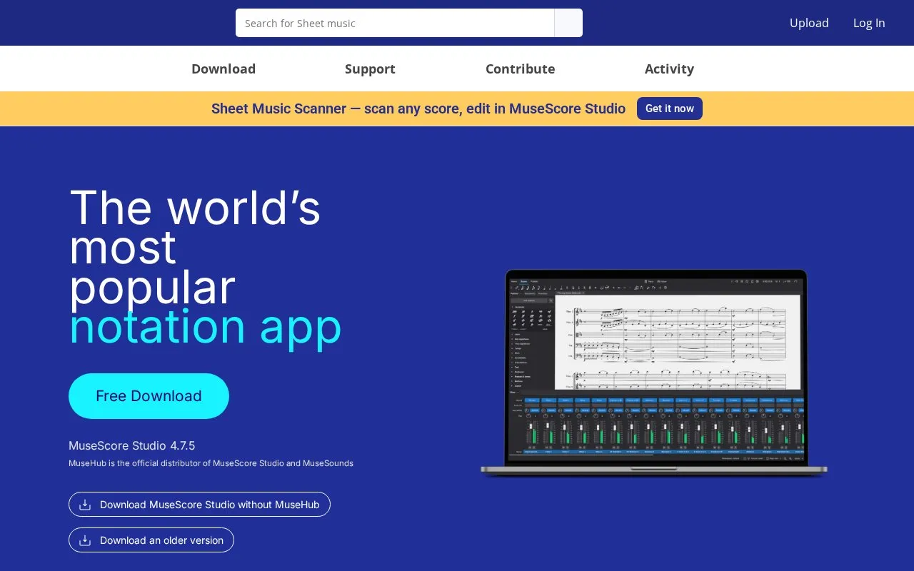 MuseScore homepage screenshot