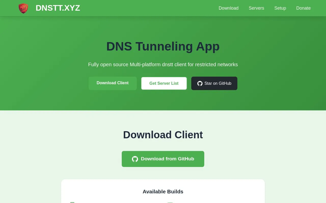 DNSTT.XYZ homepage screenshot
