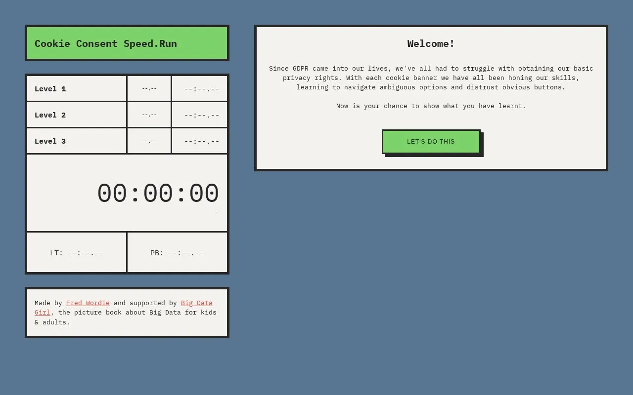 Cookie Consent Speed.Run homepage screenshot