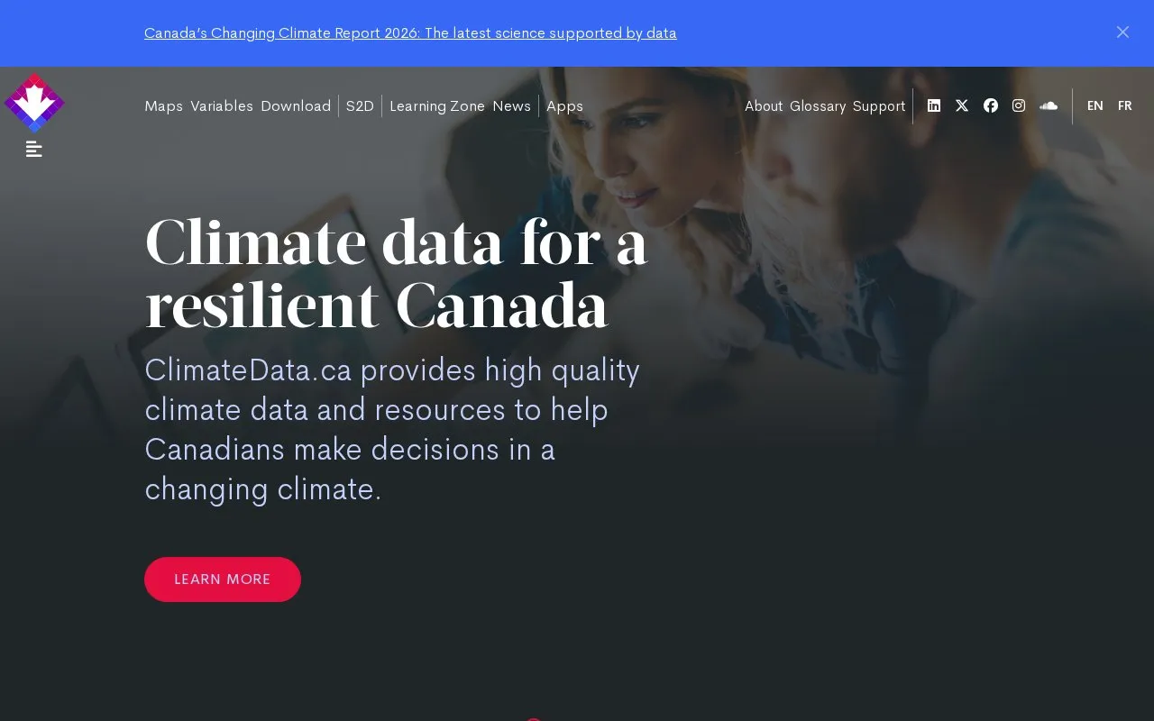 ClimateData.ca homepage screenshot