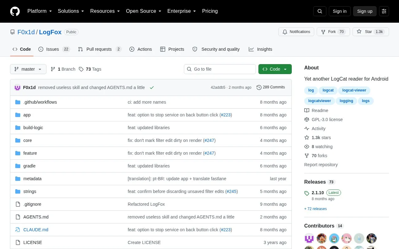 LogFox homepage screenshot