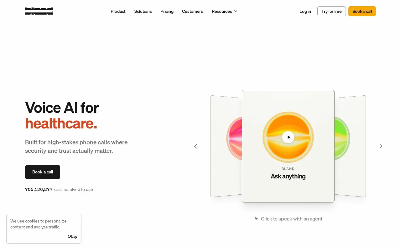Bland homepage screenshot