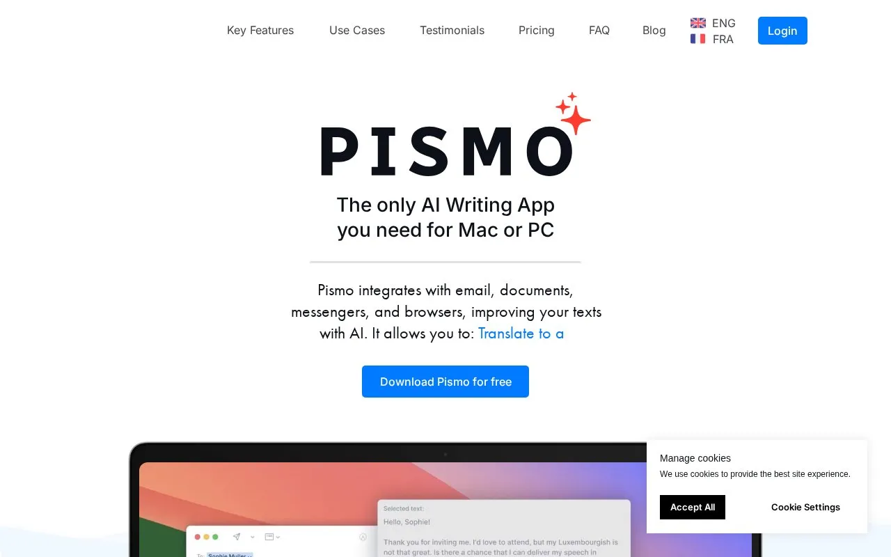 Pismo homepage screenshot