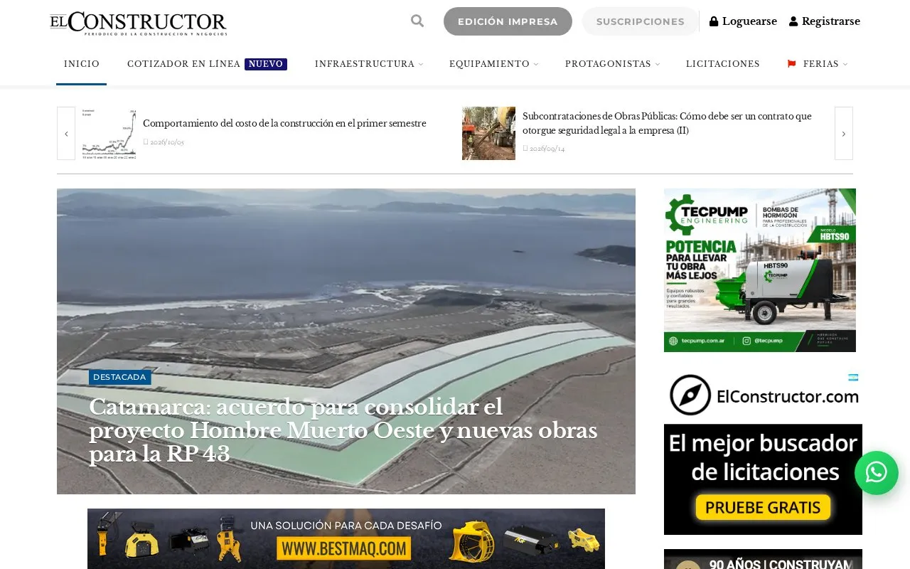 El Constructor homepage screenshot