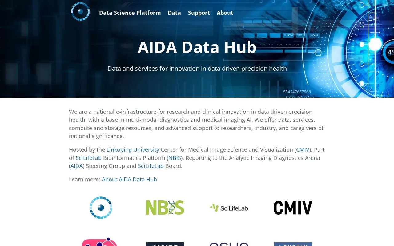 AIDA Data Hub homepage screenshot