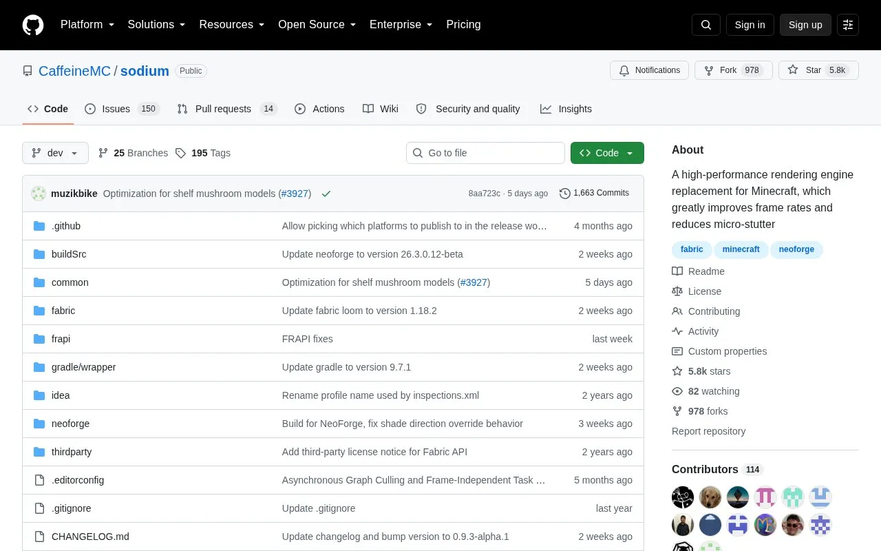 Sodium homepage screenshot