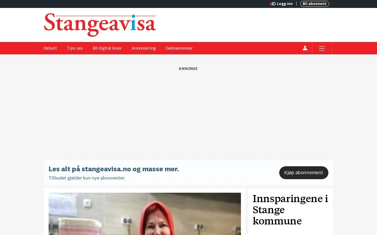 Stangeavisa homepage screenshot