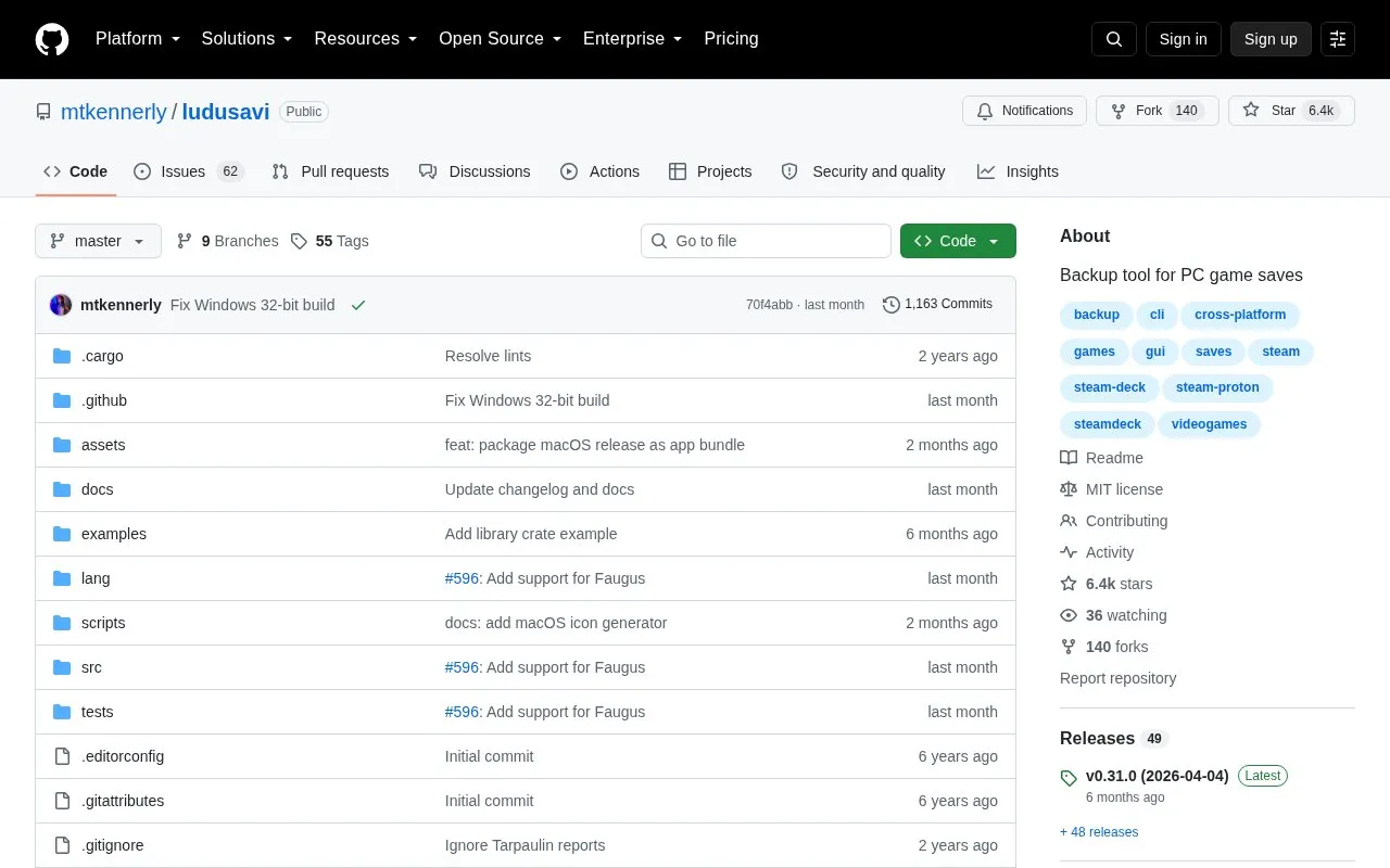 ludusavi homepage screenshot