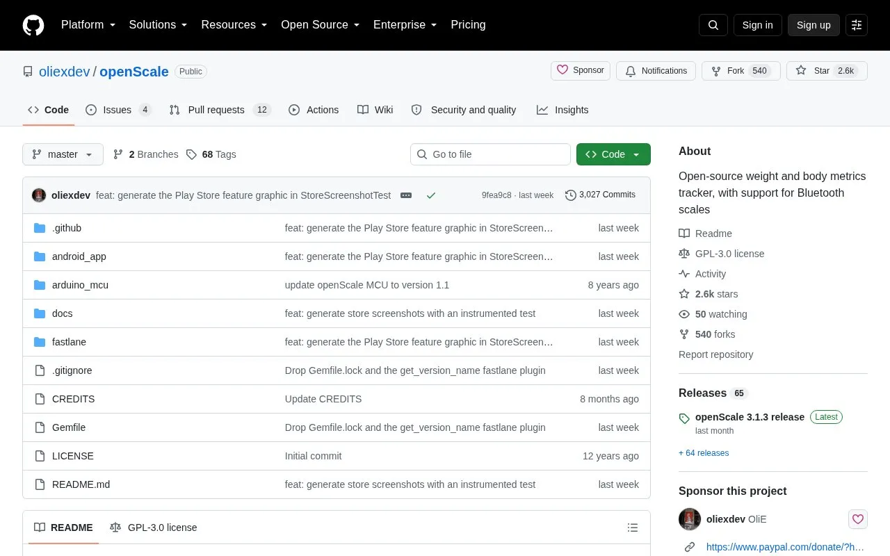 openScale homepage screenshot