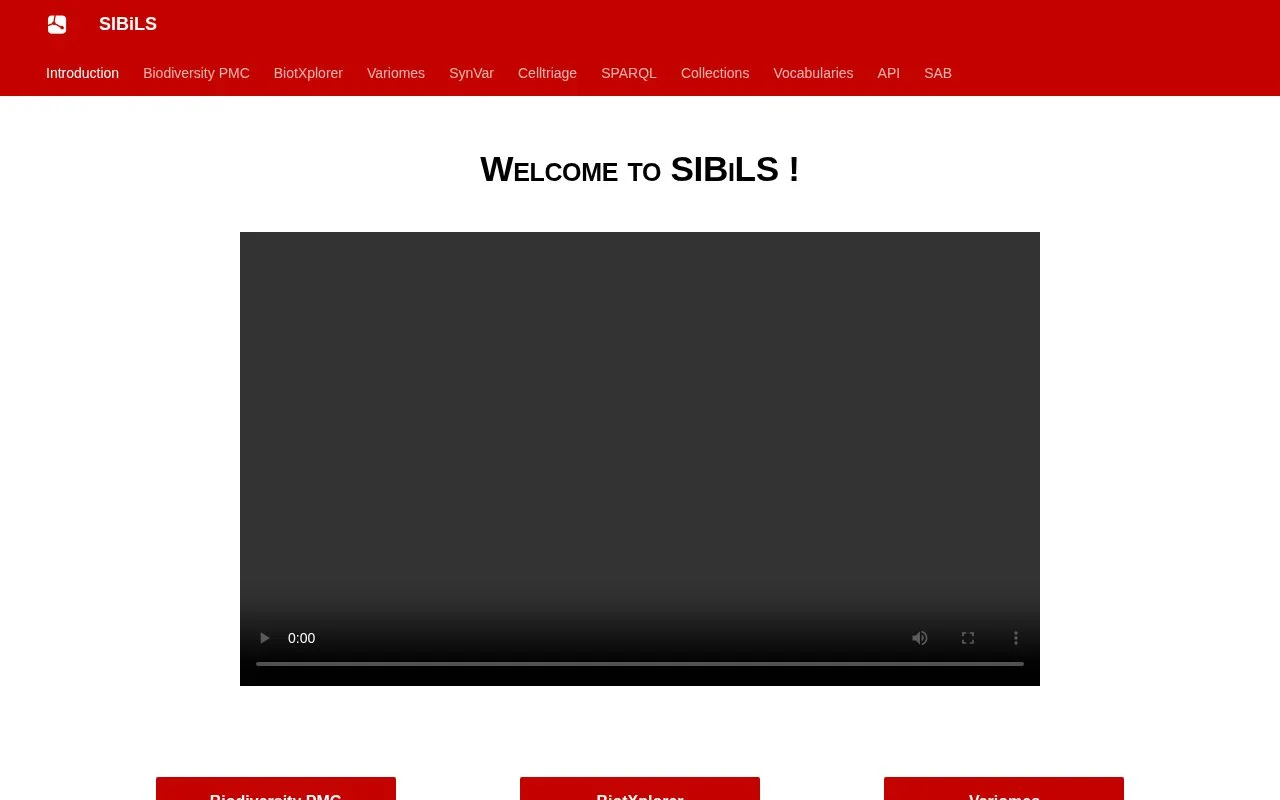 SIBiLS homepage screenshot