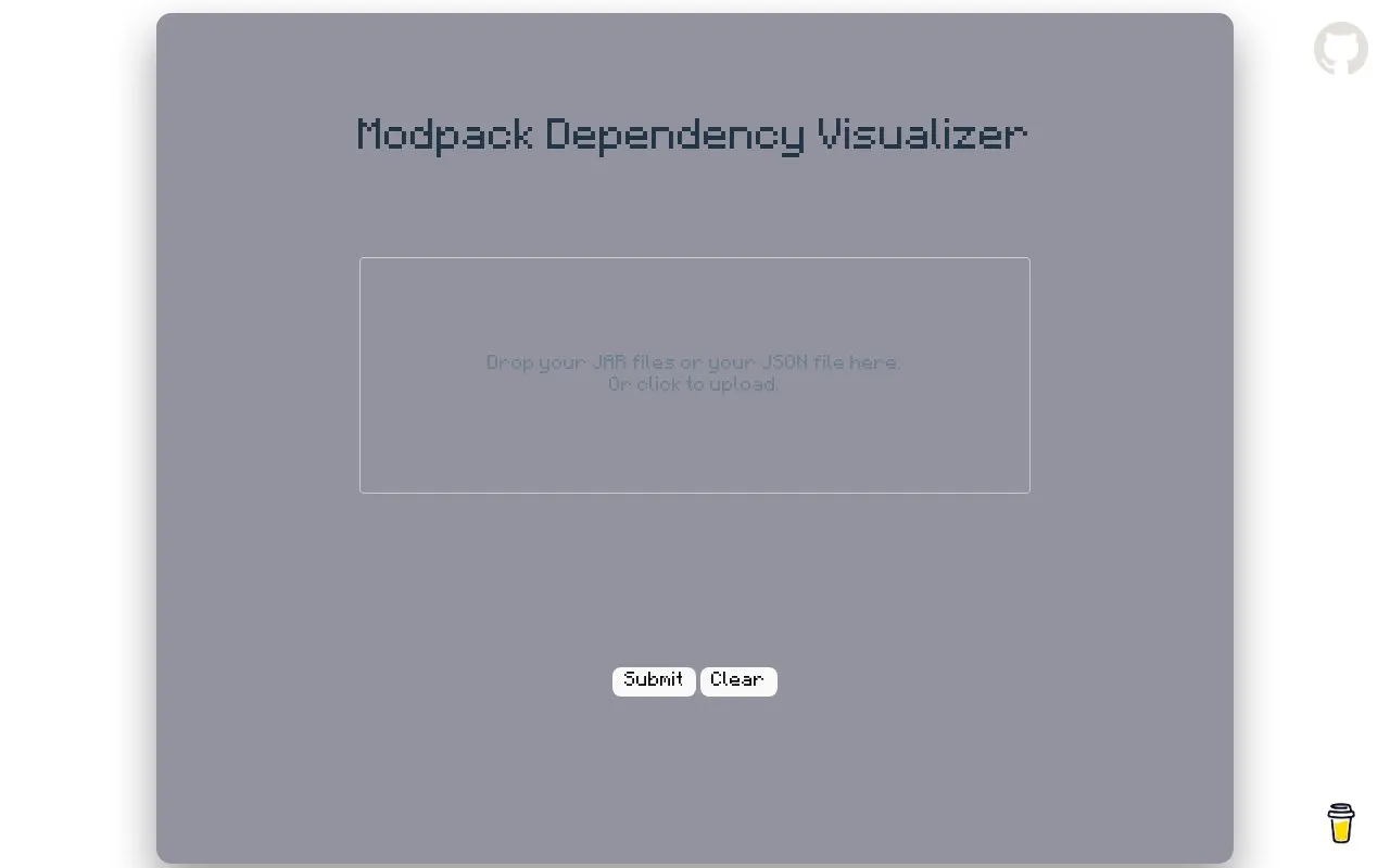 ModPack Dependency Visualizer homepage screenshot