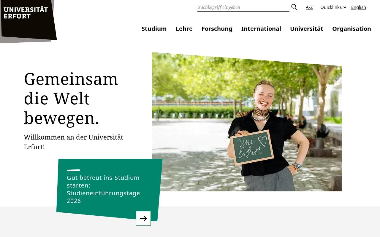 Universitat Erfurt homepage screenshot