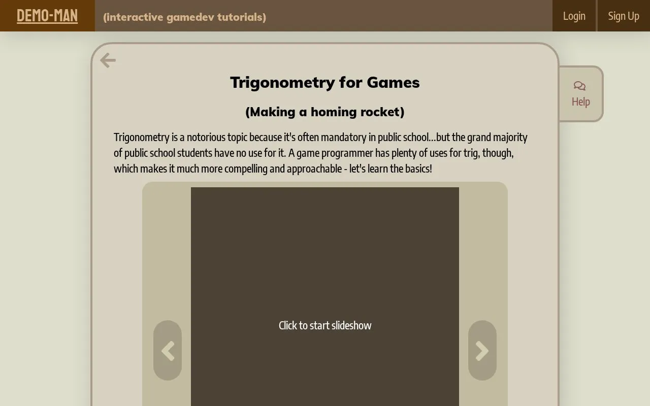Trig for Games homepage screenshot