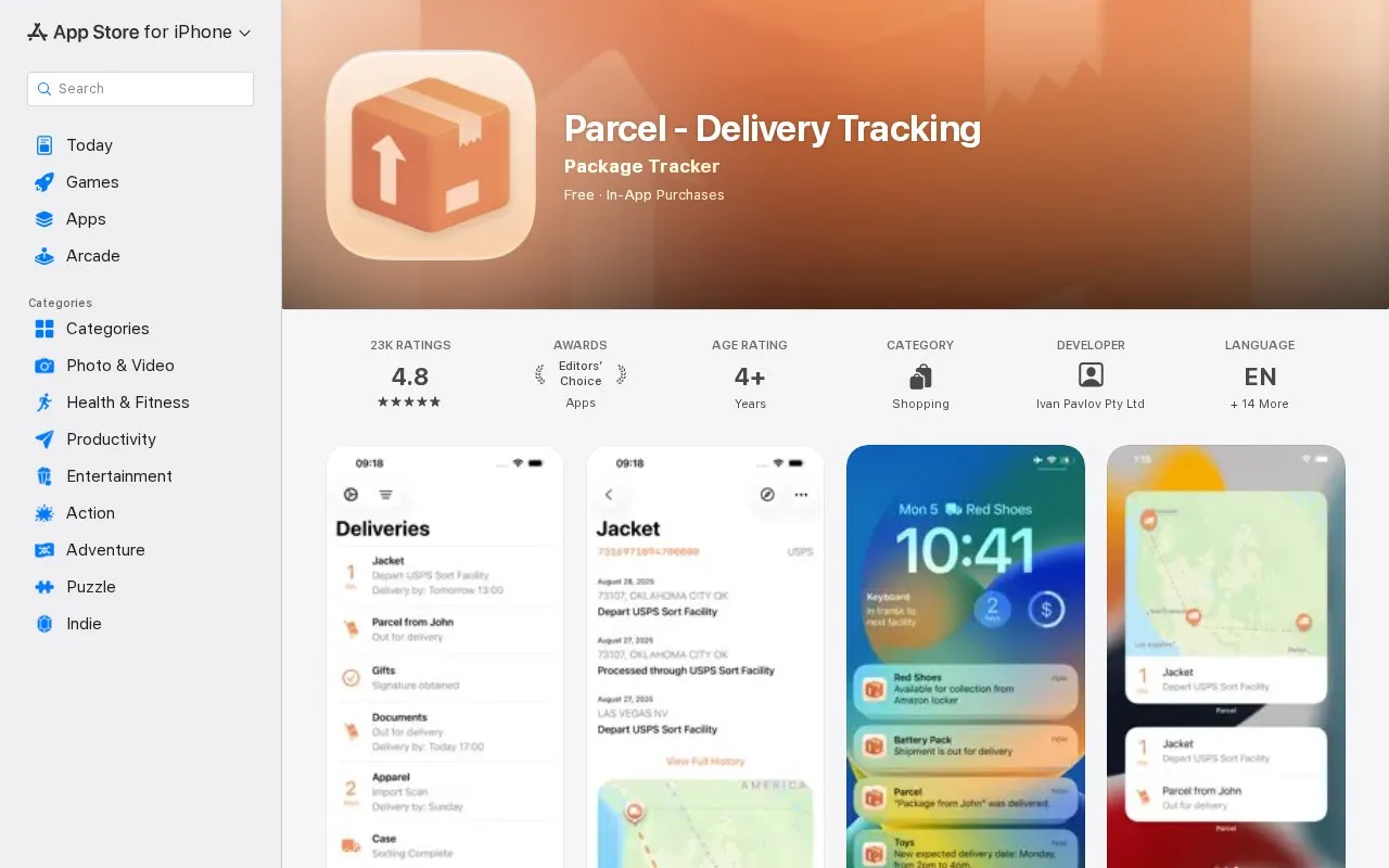 Parcel homepage screenshot