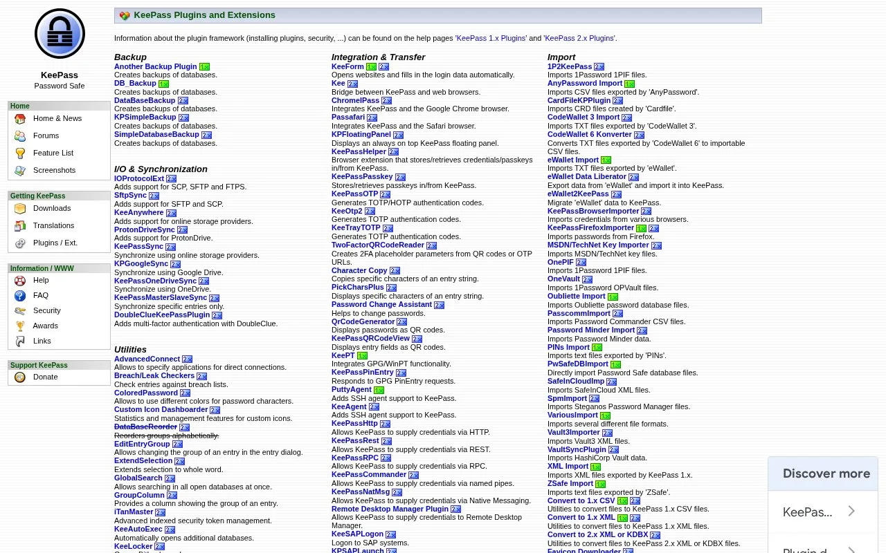 Plugins homepage screenshot