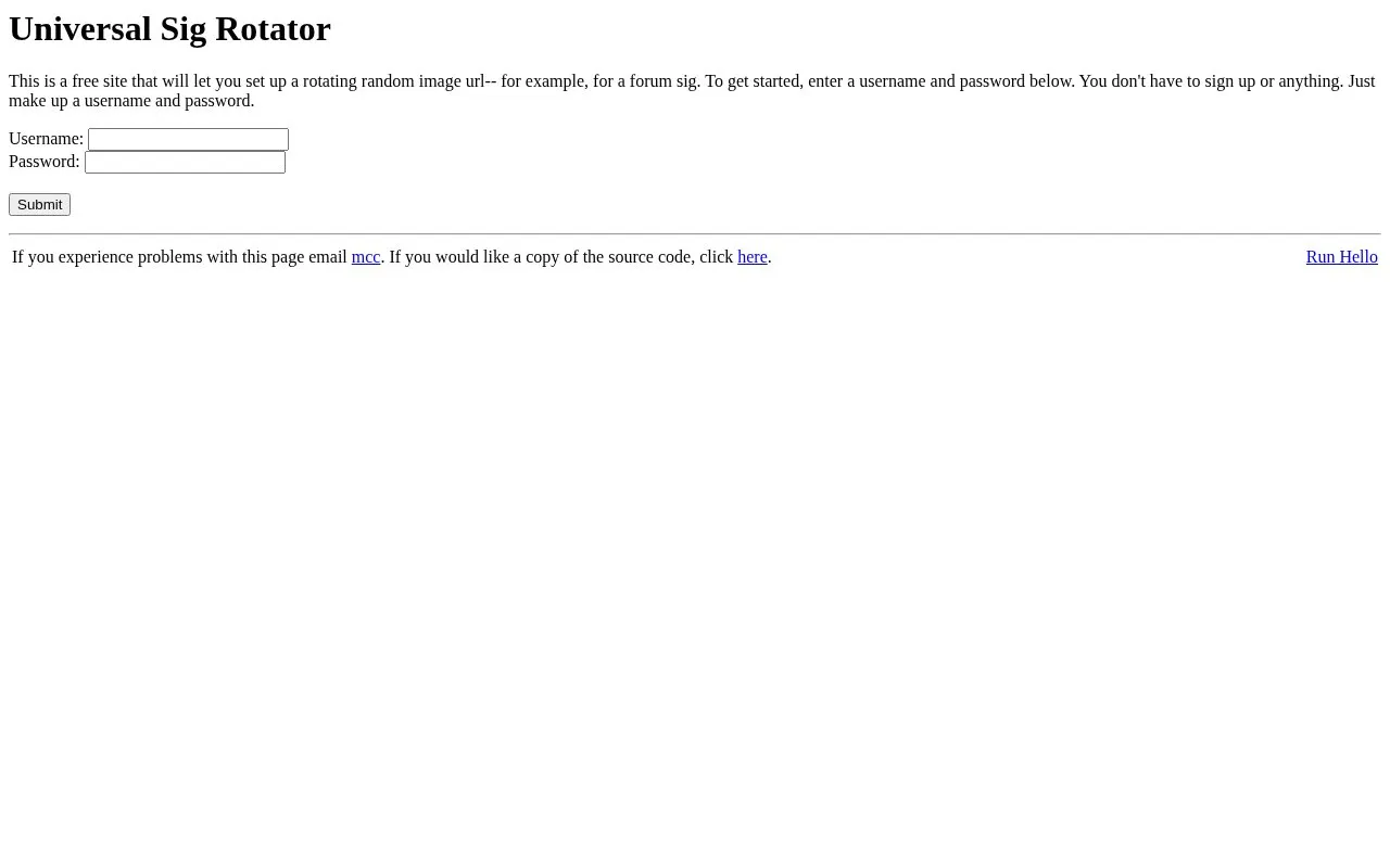 Universal Sig Rotator homepage screenshot