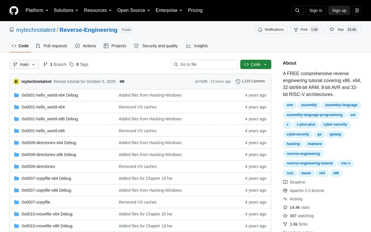 Reverse-Engineering homepage screenshot