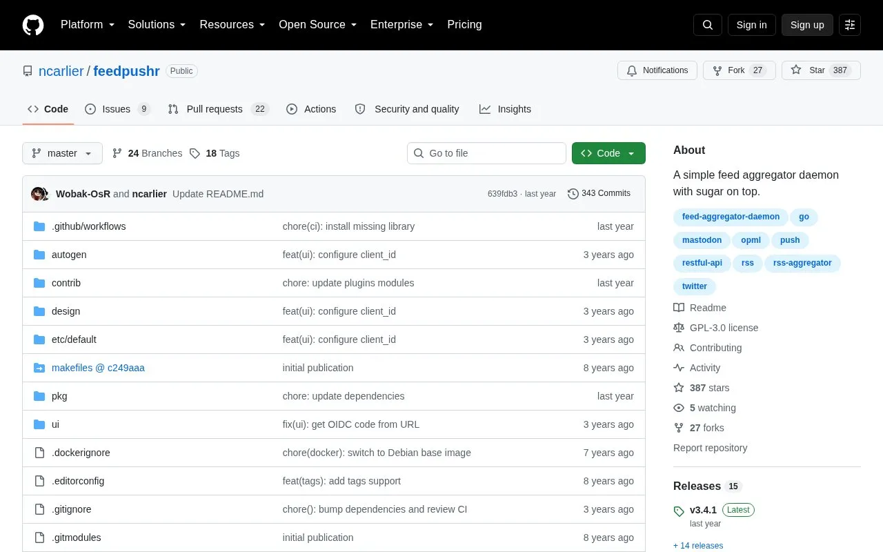 feedpushr homepage screenshot