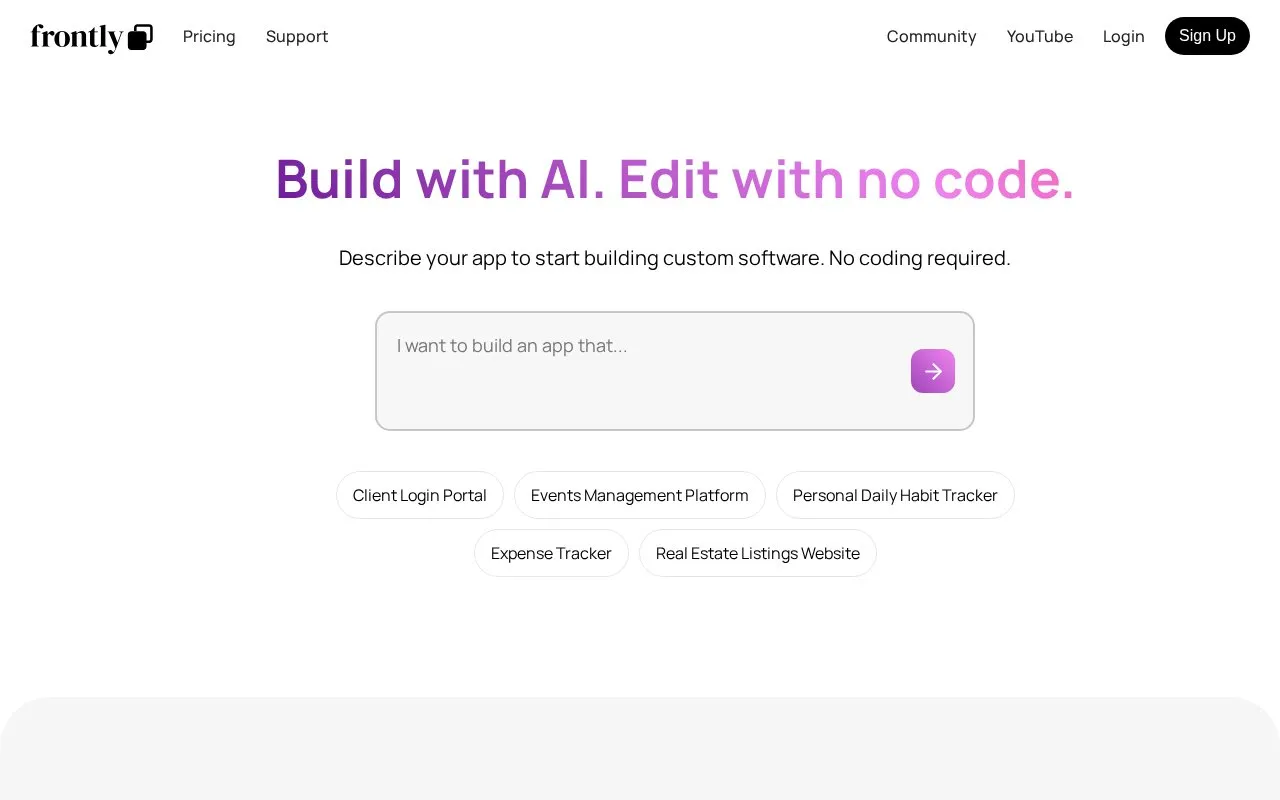 Frontly homepage screenshot