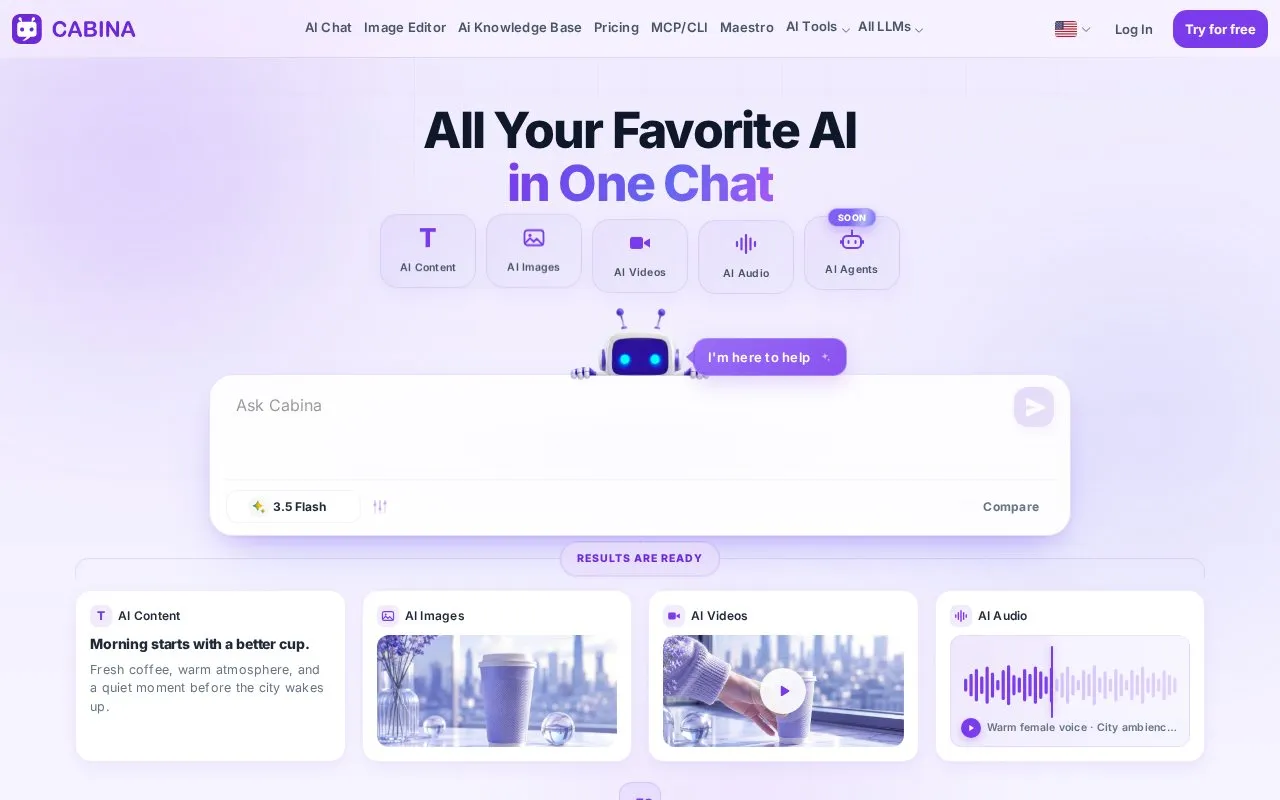 Cabina.AI homepage screenshot