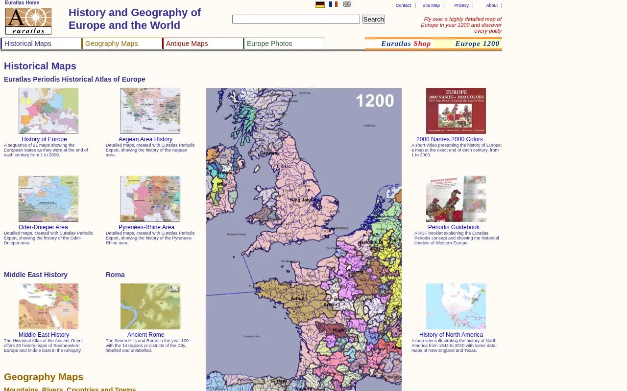 EuraAtlas homepage screenshot