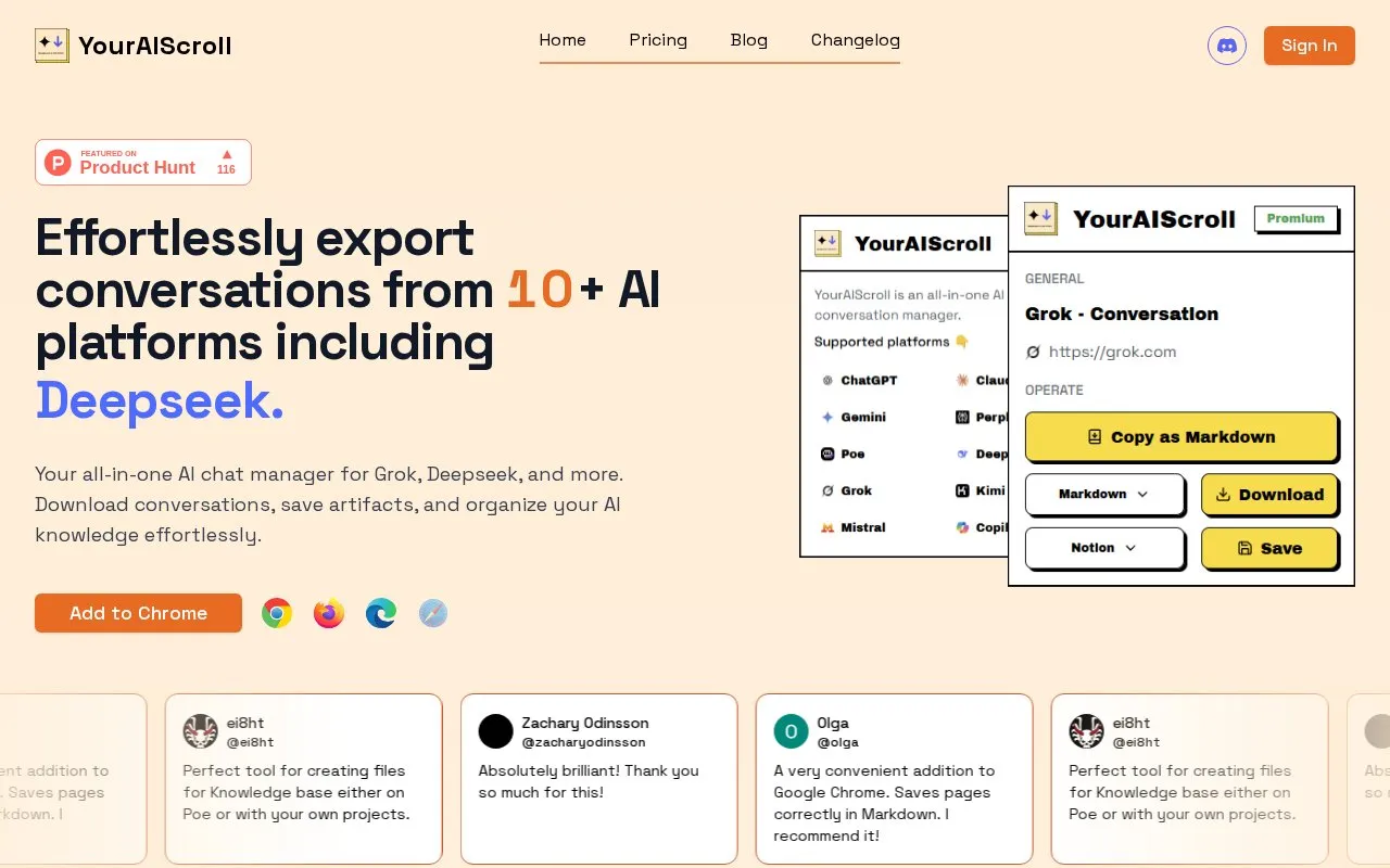 YourAIScroll homepage screenshot