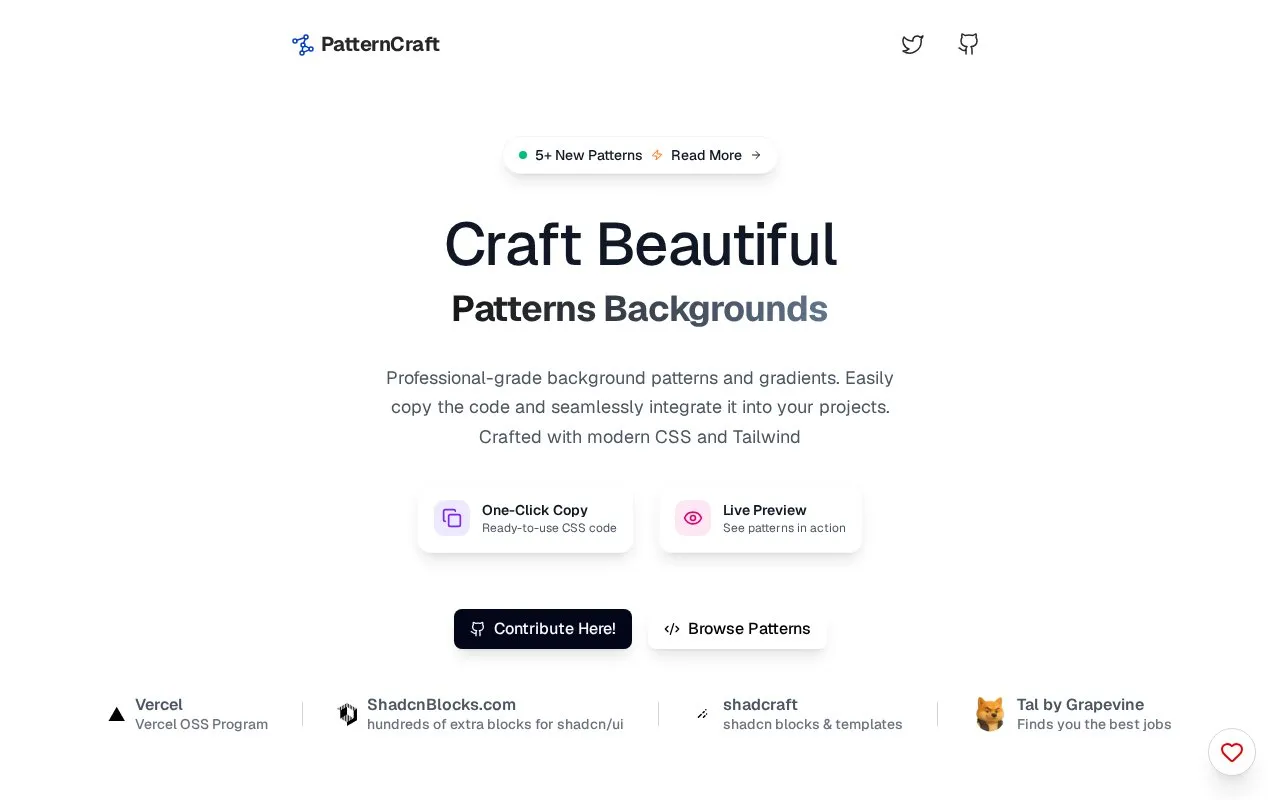 patternCraft homepage screenshot