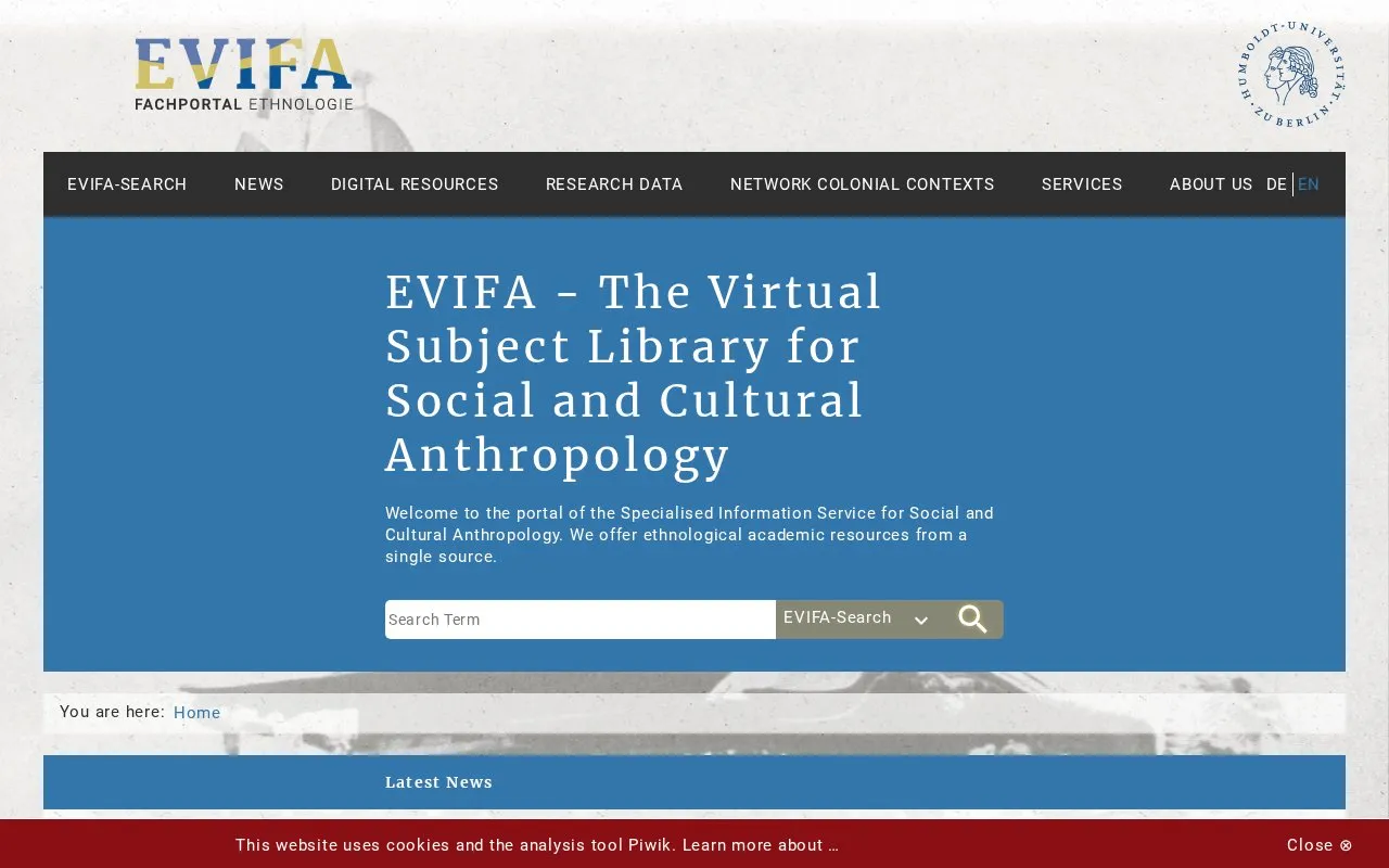 EVIFA homepage screenshot