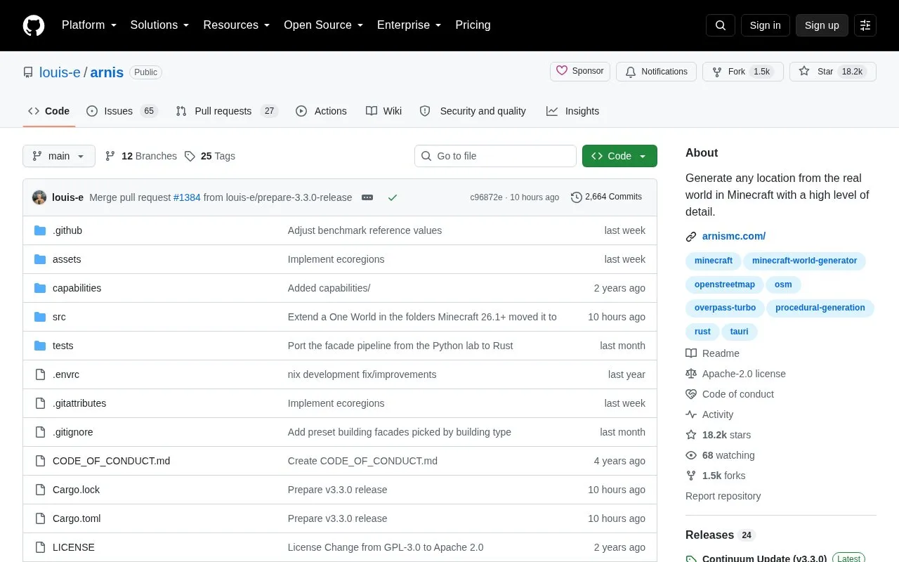 Arnis homepage screenshot